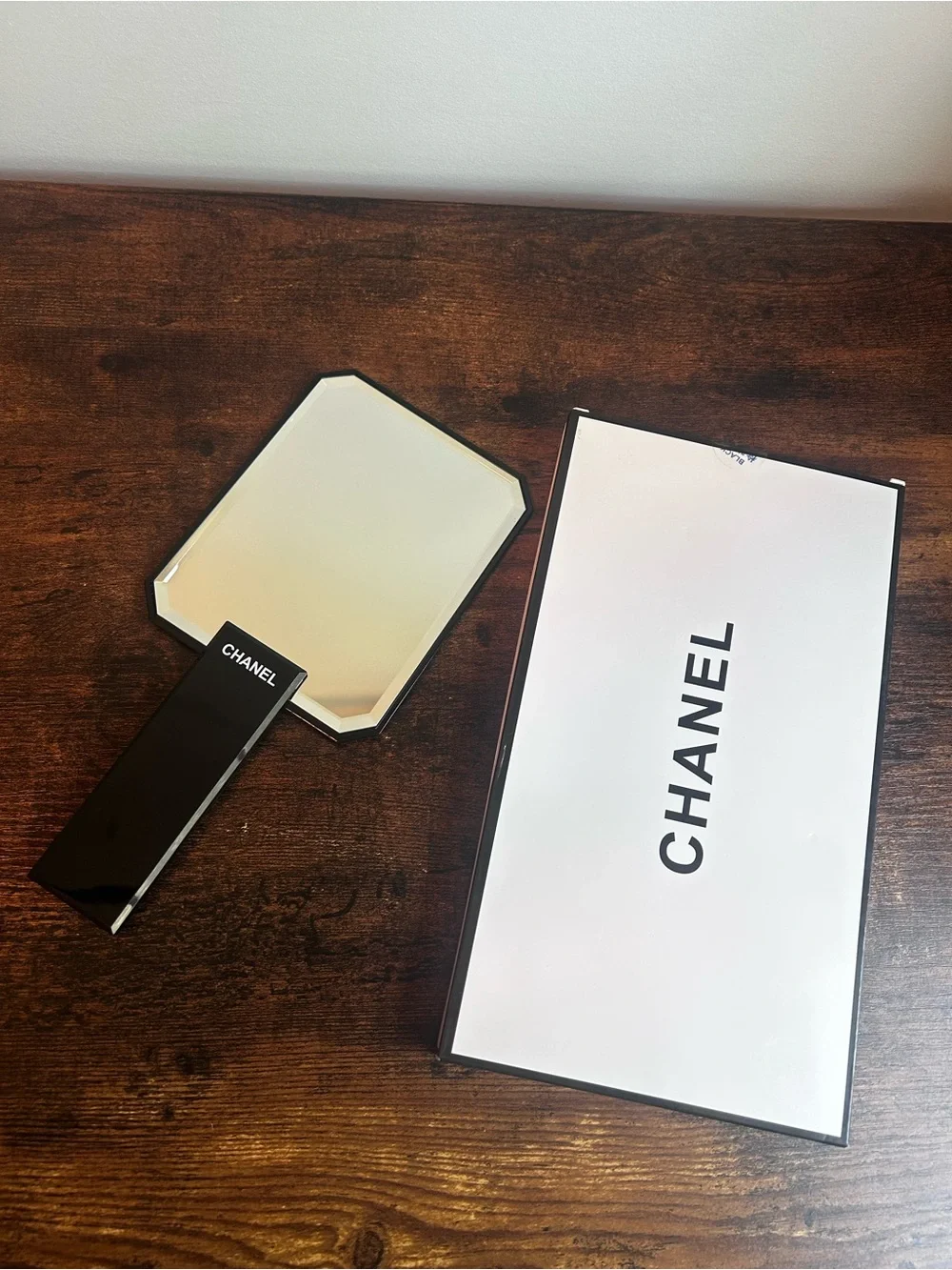 CHANEL Black Handheld Vanity Paddle Mirror